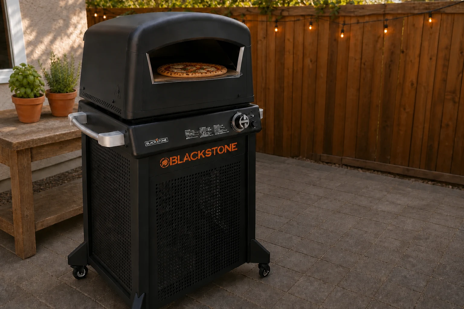 Editorial image representing Blackstone Pizza Oven in use