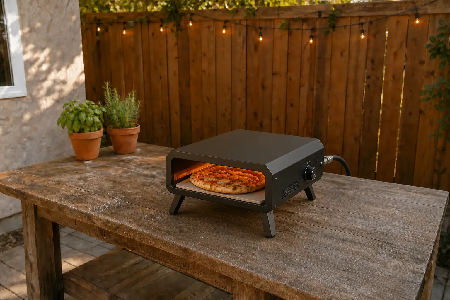 Editorial image representing Mimiuo Portable Gas Pizza Oven in use
